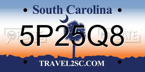 5P25Q8 South Carolina License Plate