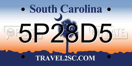 5P28D5 South Carolina License Plate