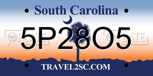5P28O5 South Carolina License Plate