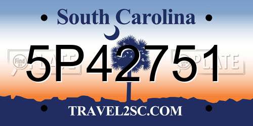 5P42751 South Carolina License Plate