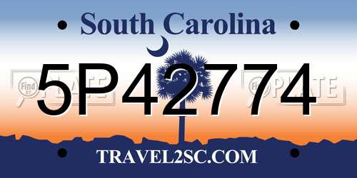5P42774 South Carolina License Plate