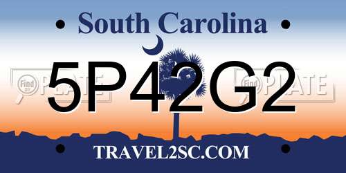 5P42G2 South Carolina License Plate