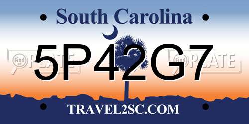 5P42G7 South Carolina License Plate