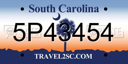 5P43454 South Carolina License Plate