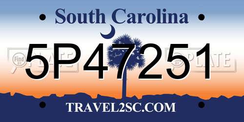 5P47251 South Carolina License Plate