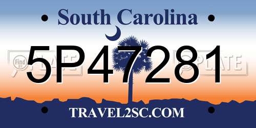 5P47281 South Carolina License Plate