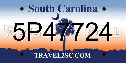 5P47724 South Carolina License Plate