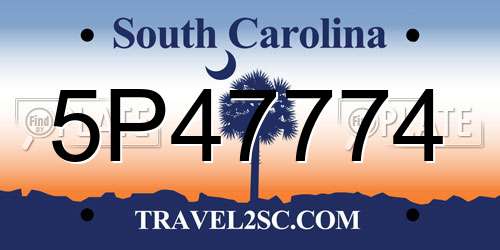 5P47774 South Carolina License Plate