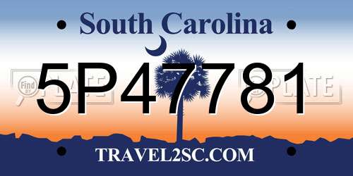 5P47781 South Carolina License Plate