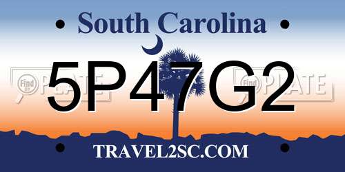 5P47G2 South Carolina License Plate