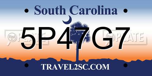 5P47G7 South Carolina License Plate