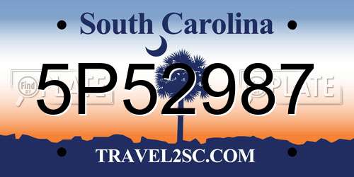 5P52987 South Carolina License Plate
