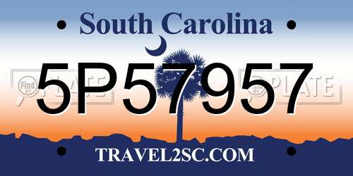 5P57957 South Carolina License Plate