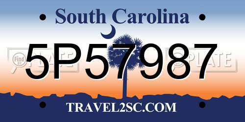 5P57987 South Carolina License Plate