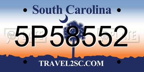 5P58552 South Carolina License Plate