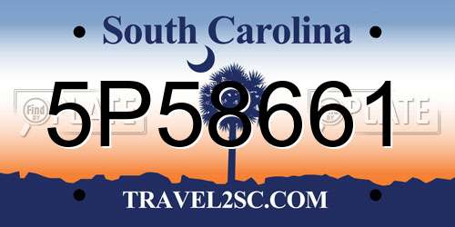 5P58661 South Carolina License Plate