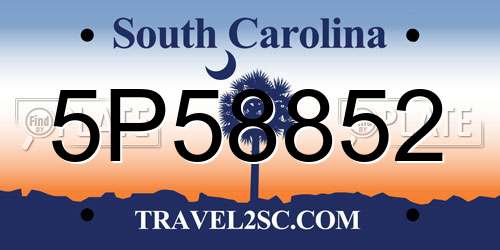 5P58852 South Carolina License Plate