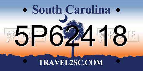 5P62418 South Carolina License Plate