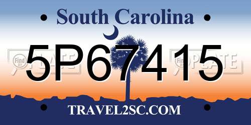 5P67415 South Carolina License Plate