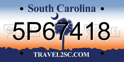 5P67418 South Carolina License Plate