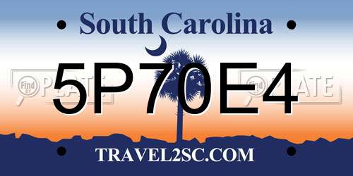 5P70E4 South Carolina License Plate