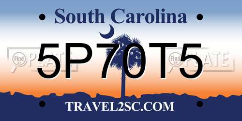 5P70T5 South Carolina License Plate