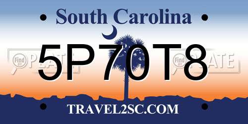 5P70T8 South Carolina License Plate