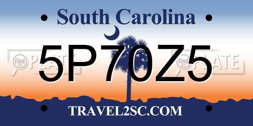 5P70Z5 South Carolina License Plate