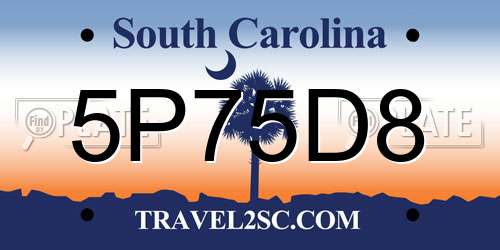 5P75D8 South Carolina License Plate