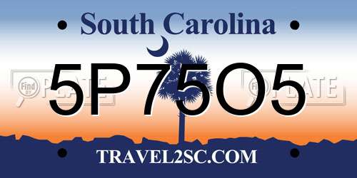 5P75O5 South Carolina License Plate