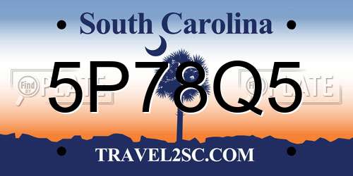 5P78Q5 South Carolina License Plate