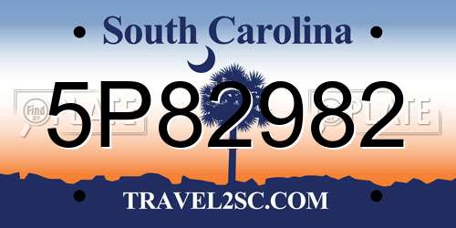 5P82982 South Carolina License Plate