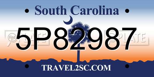 5P82987 South Carolina License Plate
