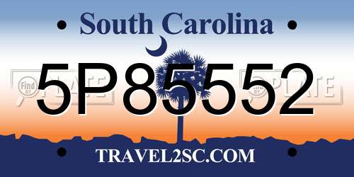 5P85552 South Carolina License Plate
