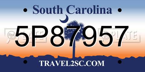 5P87957 South Carolina License Plate