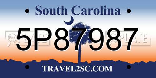 5P87987 South Carolina License Plate