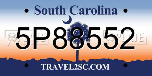 5P88552 South Carolina License Plate