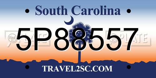 5P88557 South Carolina License Plate