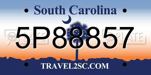 5P88857 South Carolina License Plate