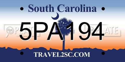 5PA194 South Carolina License Plate