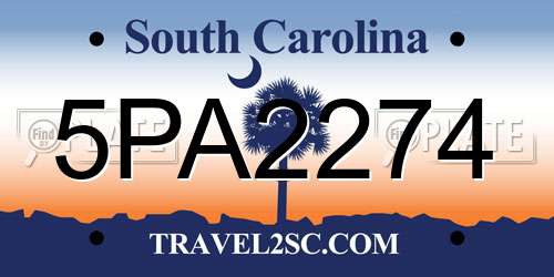 5PA2274 South Carolina License Plate