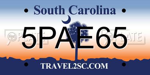 5PAE65 South Carolina License Plate