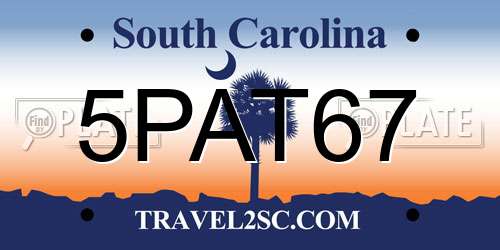 5PAT67 South Carolina License Plate