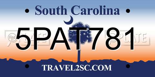 5PAT781 South Carolina License Plate