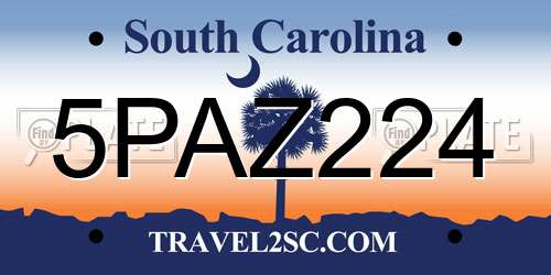5PAZ224 South Carolina License Plate
