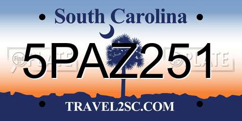 5PAZ251 South Carolina License Plate