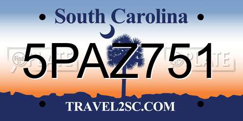 5PAZ751 South Carolina License Plate