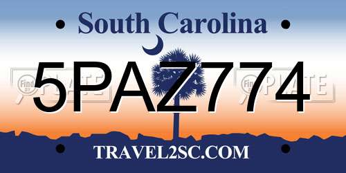 5PAZ774 South Carolina License Plate