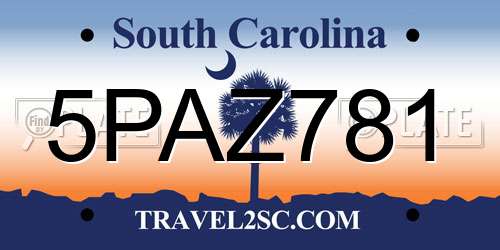 5PAZ781 South Carolina License Plate