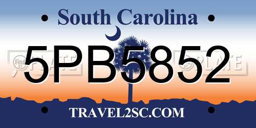 5PB5852 South Carolina License Plate